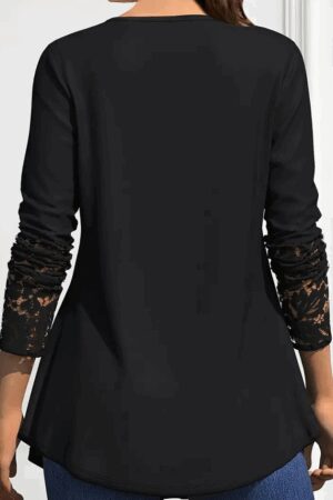 Black Elegant V-Neck Blouse With Long Sleeves - Brand: Janes - Women & Kids, Baby Clothes Wholesale - Globality Store