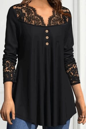 Black Elegant V-Neck Blouse With Long Sleeves - Brand: Janes - Women & Kids, Baby Clothes Wholesale - Globality Store