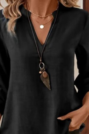 Elegant Blouse With V-Neck & 3/4 Sleeves - Brand: Janes - Women & Kids, Baby Clothes Wholesale - Globality Store