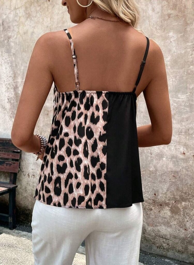 Black Casual Sexy Blouse With Animal Print