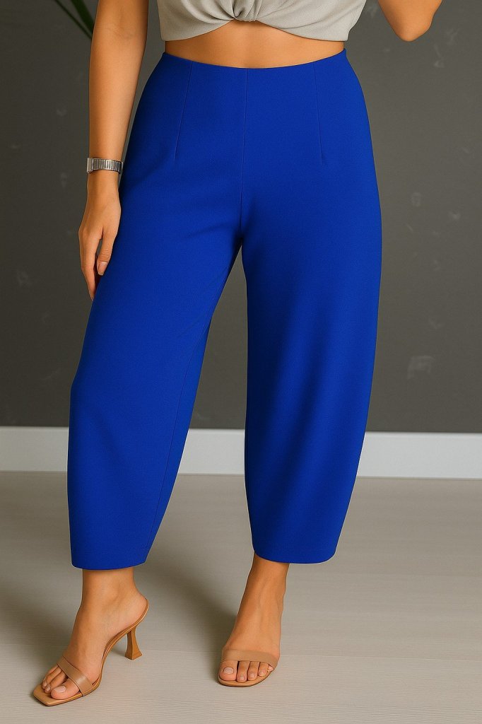 Blue High Waist Tapered Cropped Pants