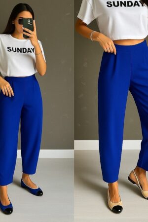 Blue High Waist Tapered Cropped Pants - Brand: Janes - Women & Kids, Baby Clothes Wholesale - Globality Store