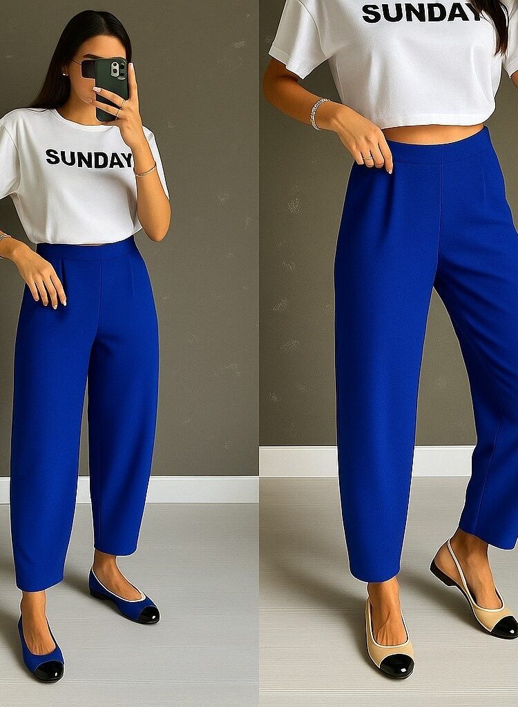 Blue High Waist Tapered Cropped Pants - Brand: Janes - Women & Kids, Baby Clothes Wholesale - Globality Store