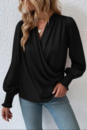 Elegant Black Blouse With Bishop Sleeves - Brand: Janes - Women & Kids, Baby Clothes Wholesale - Globality Store