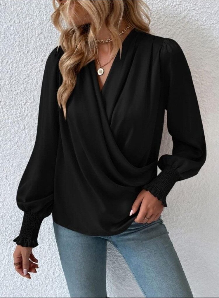 Elegant Black Blouse With Bishop Sleeves - Brand: Janes - Women & Kids, Baby Clothes Wholesale - Globality Store