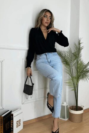 Elegant Black Blouse With Bishop Sleeves - Brand: Janes - Women & Kids, Baby Clothes Wholesale - Globality Store