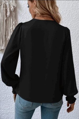 Elegant Black Blouse With Bishop Sleeves - Brand: Janes - Women & Kids, Baby Clothes Wholesale - Globality Store