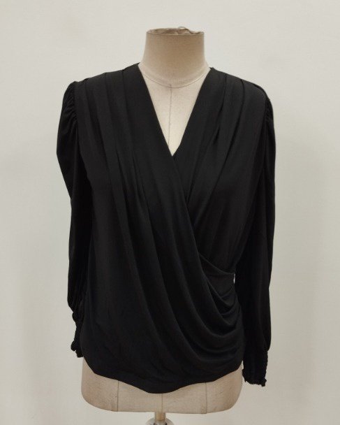 Elegant Black Blouse With Bishop Sleeves