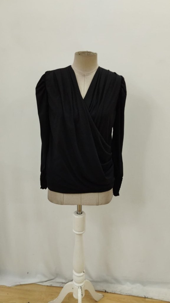 Elegant Black Blouse With Bishop Sleeves