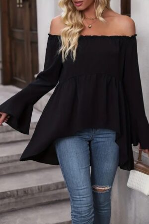 Blouse With Bell Sleeves And Off Shoulder Neck - Brand: Janes - Women & Kids, Baby Clothes Wholesale - Globality Store