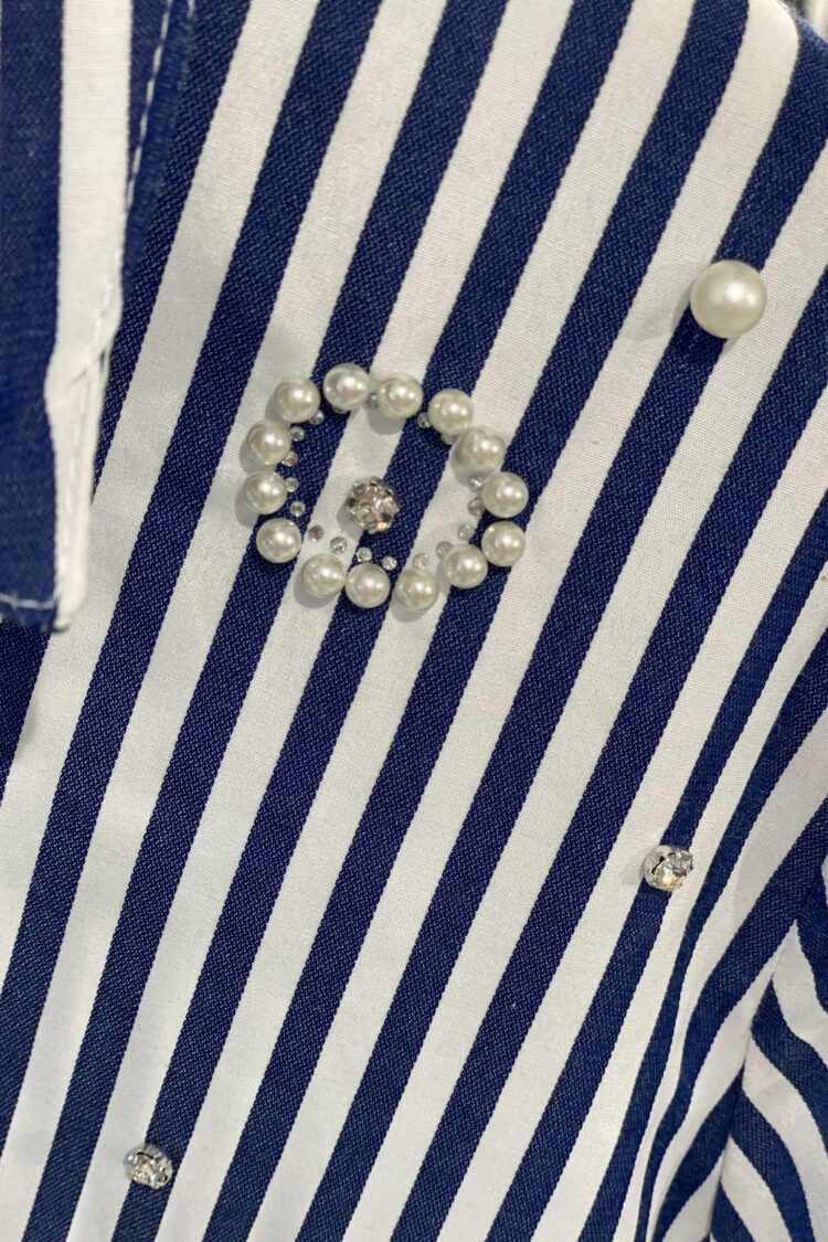 Navy Blue Casual Elegant Shirt With Notched Neck