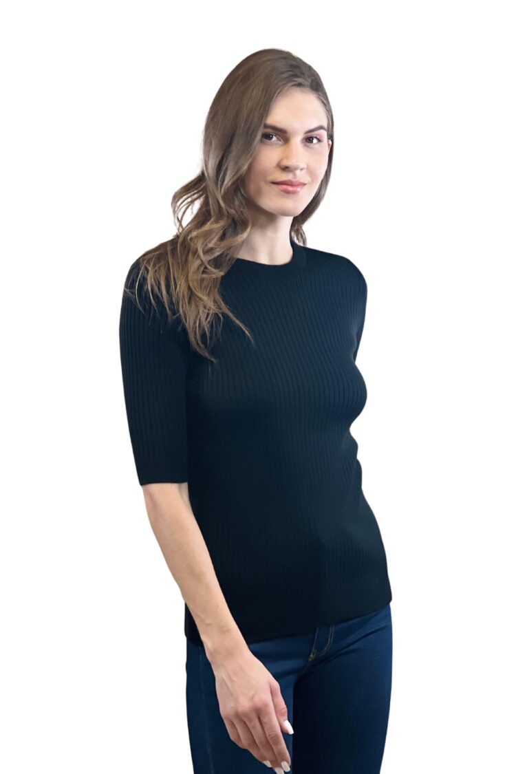 Fitted Sweater With Half Sleeves