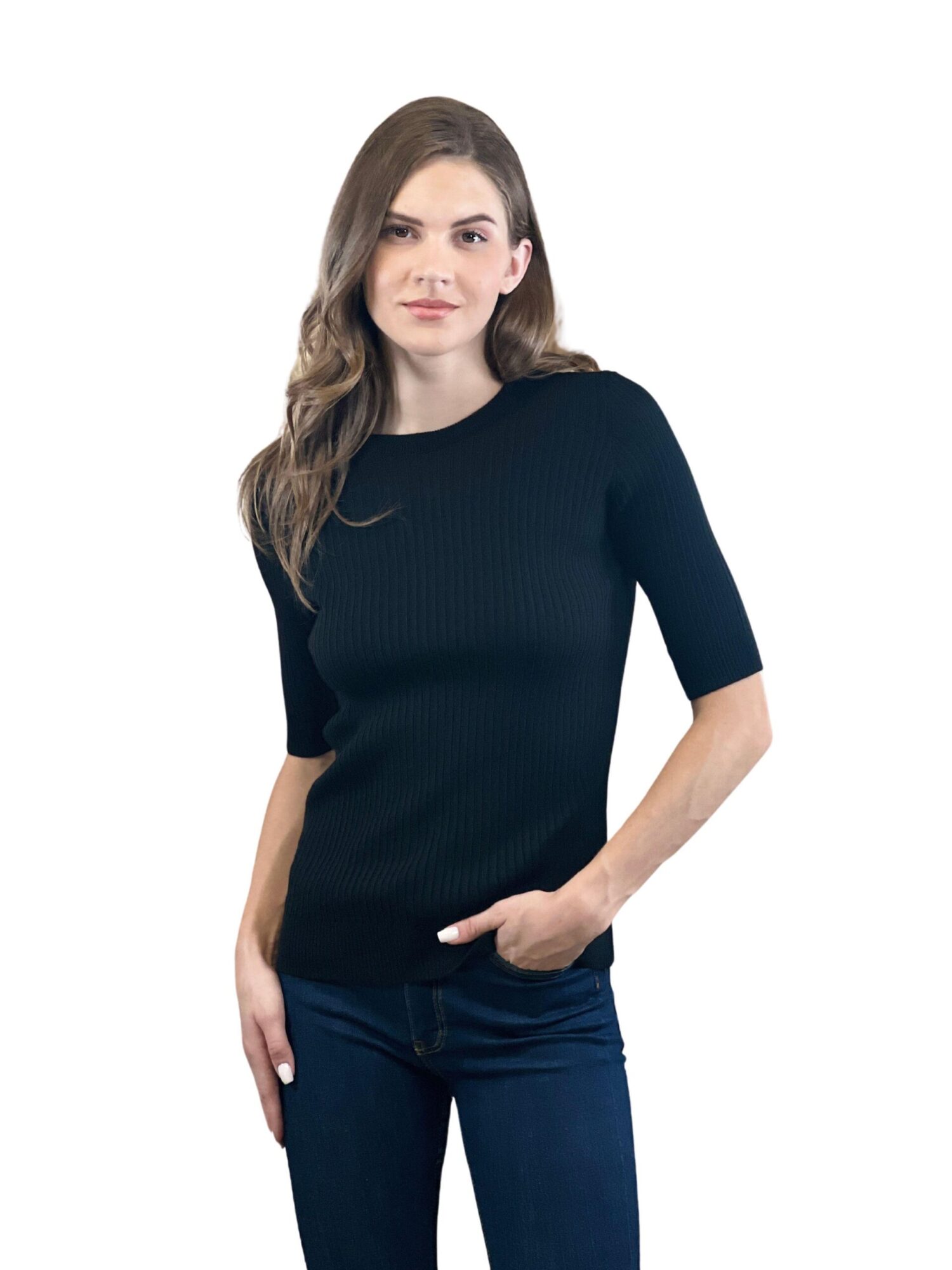 Fitted Sweater With Half Sleeves - Brand: MISS POEM - Women & Kids, Baby Clothes Wholesale - Globality Store