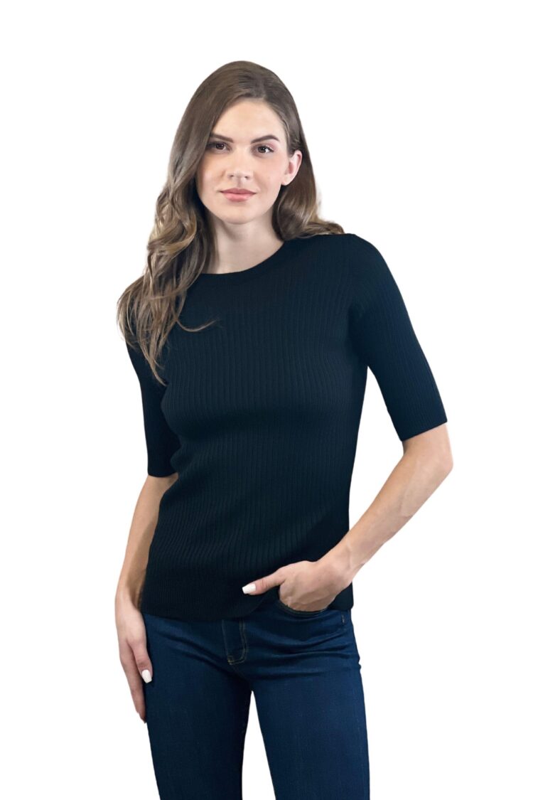 Fitted Sweater With Half Sleeves