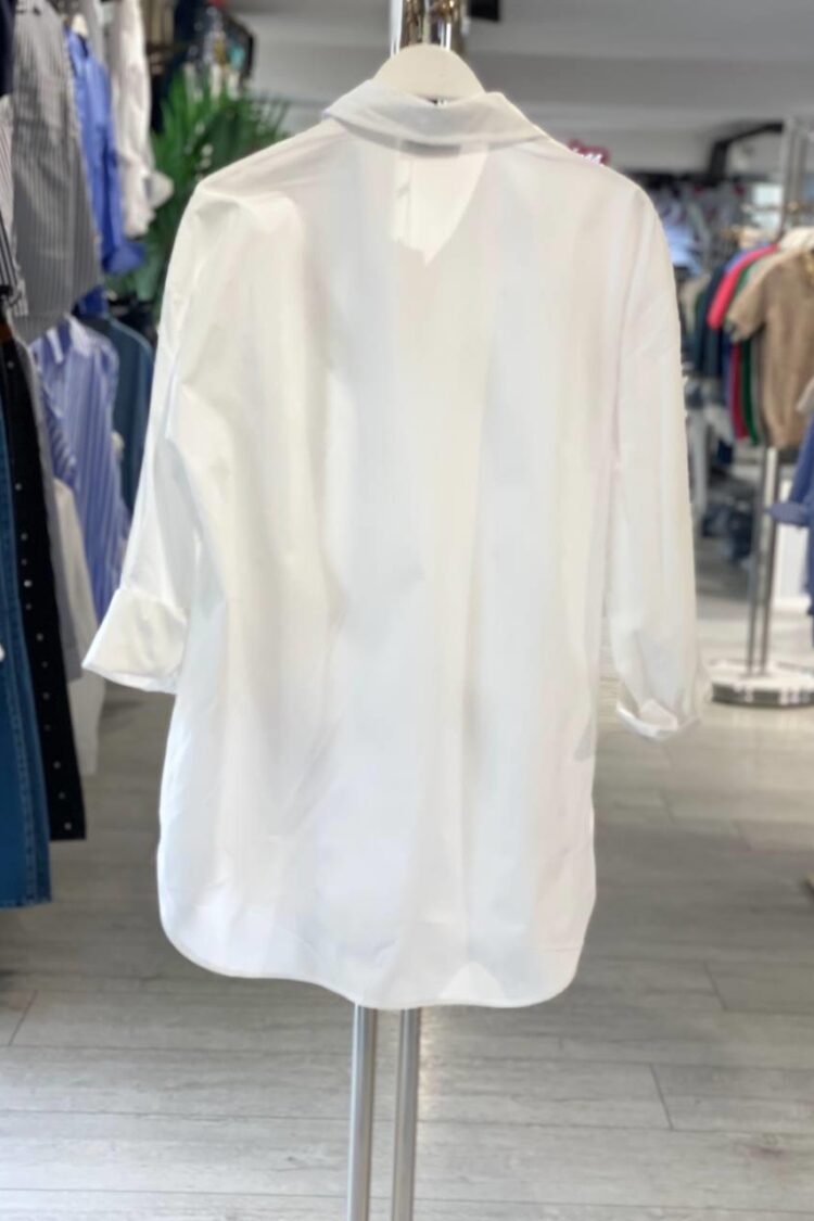 White Leopard Print Casual Oversized Shirt