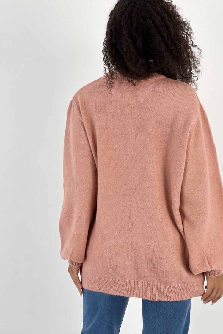 Pink Oversized Fit Sweater With Round Neck