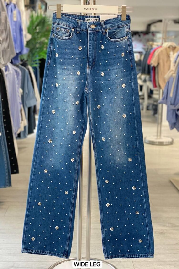 Blue Mom Jeans Wide Leg High Waist Buttoned - Brand: MISS POEM - Women & Kids, Baby Clothes Wholesale - Globality Store
