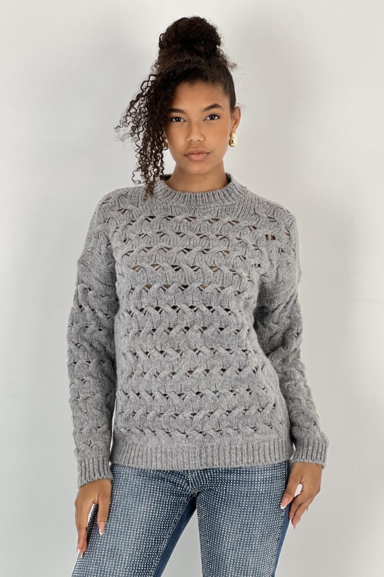 Grey Sweater Casual Vintage Elegant Retro Style - Brand: MISS POEM - Women & Kids, Baby Clothes Wholesale - Globality Store