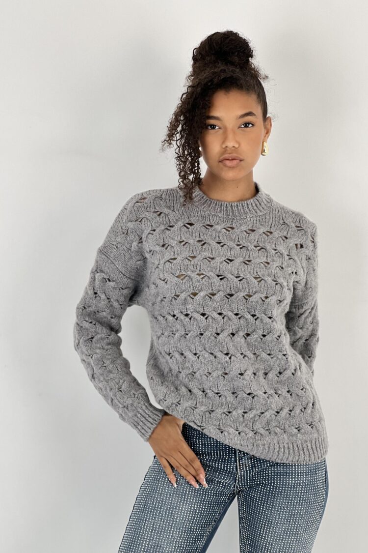 Grey Sweater Casual Vintage Elegant Retro Style