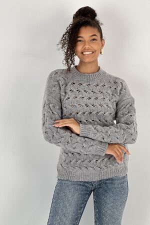 Grey Sweater Casual Vintage Elegant Retro Style - Brand: MISS POEM - Women & Kids, Baby Clothes Wholesale - Globality Store