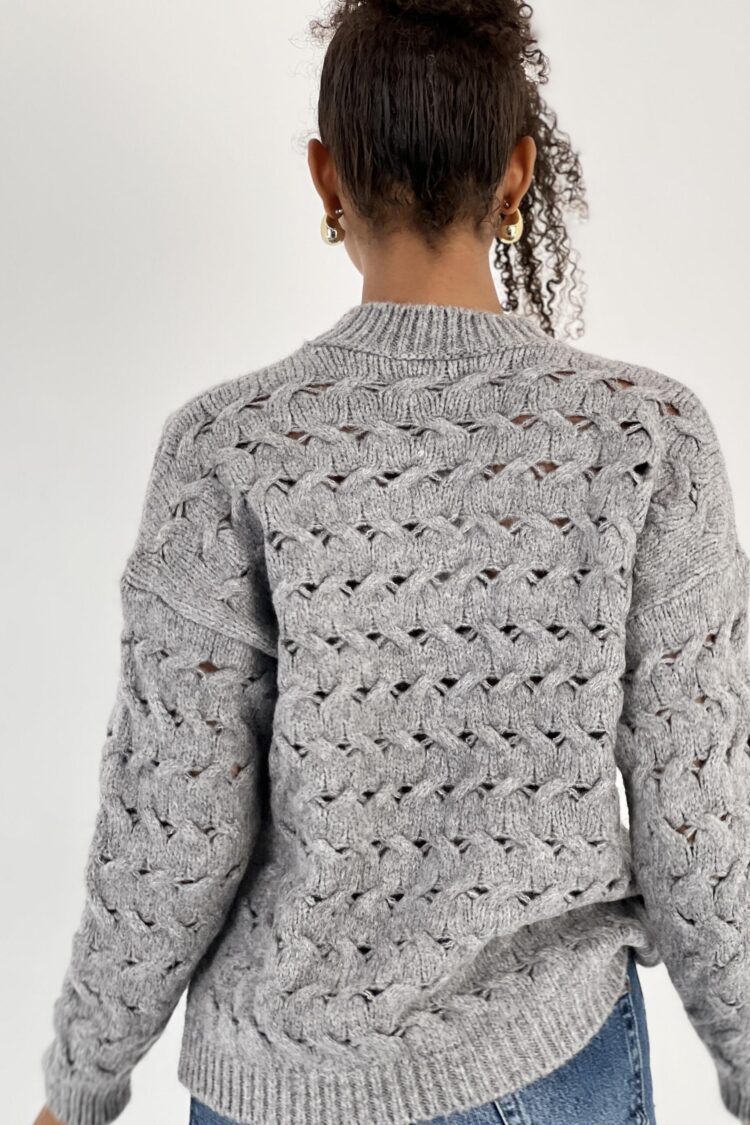 Grey Sweater Casual Vintage Elegant Retro Style