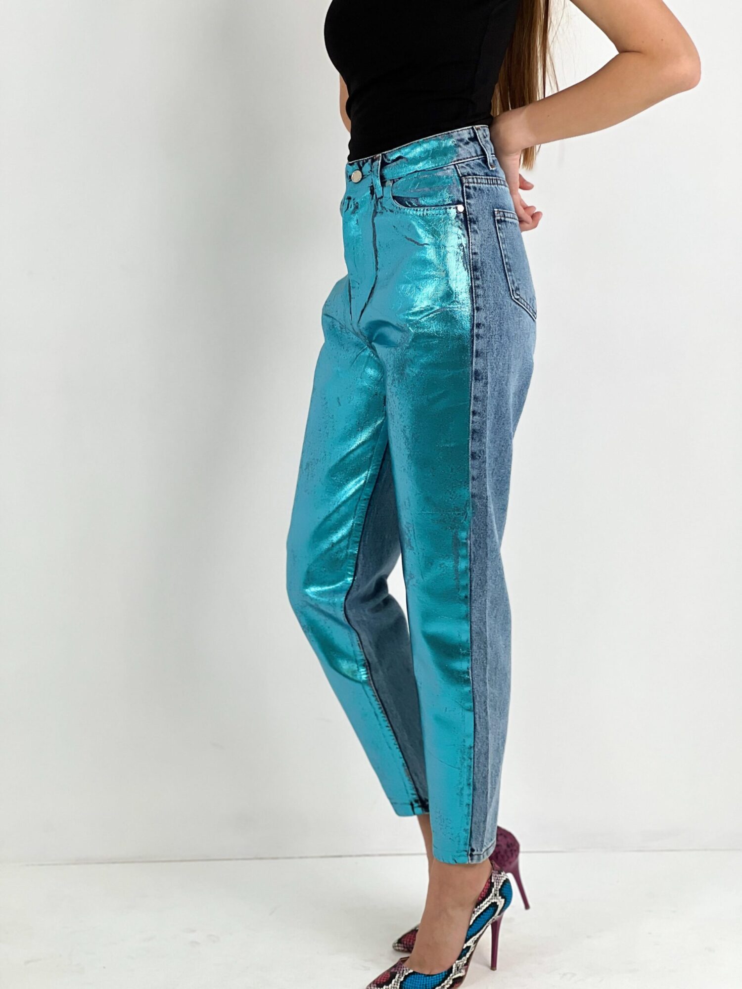 Blue Mom Pants High Waist Cropped Straight Leg - Brand: MISS POEM - Women & Kids, Baby Clothes Wholesale - Globality Store