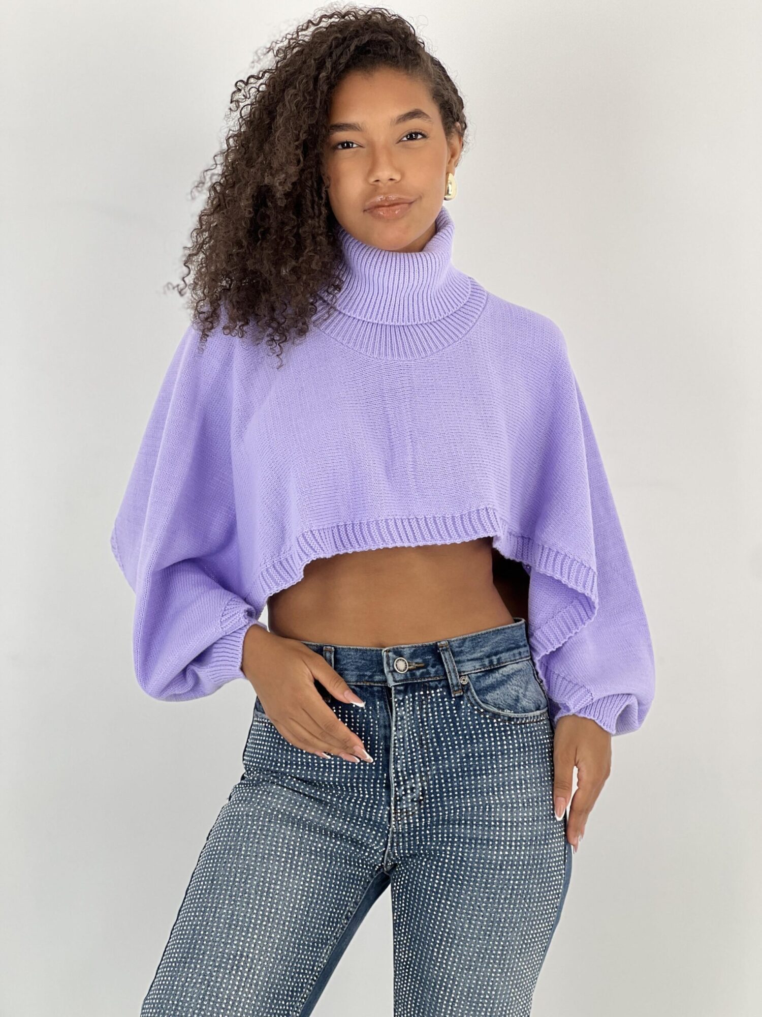 Purple Casual Sweater With Turtle Neck - Brand: MISS POEM - Women & Kids, Baby Clothes Wholesale - Globality Store