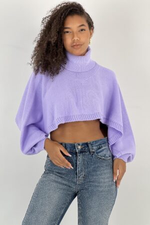 Purple Casual Sweater With Turtle Neck - Brand: MISS POEM - Women & Kids, Baby Clothes Wholesale - Globality Store