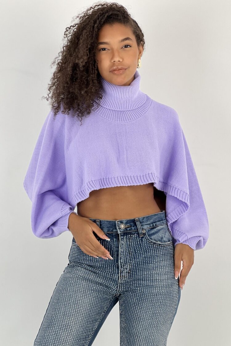 Purple Casual Sweater With Turtle Neck - Brand: MISS POEM - Women & Kids, Baby Clothes Wholesale - Globality Store