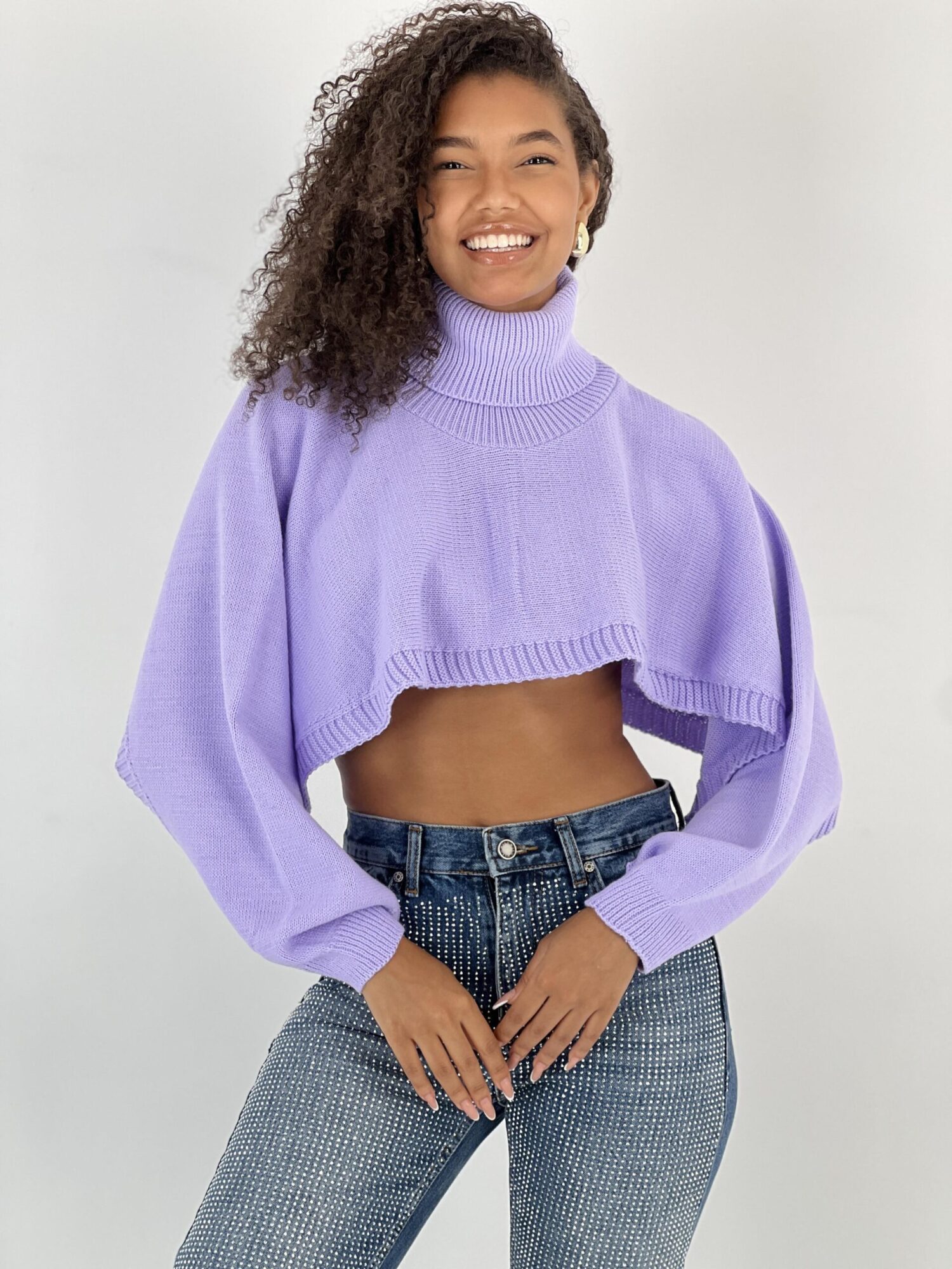 Purple Casual Sweater With Turtle Neck - Brand: MISS POEM - Women & Kids, Baby Clothes Wholesale - Globality Store