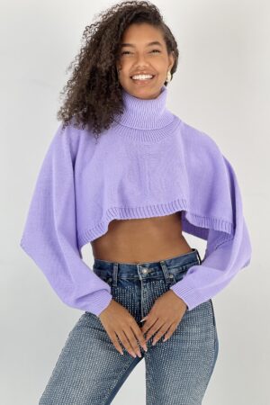 Purple Casual Sweater With Turtle Neck - Brand: MISS POEM - Women & Kids, Baby Clothes Wholesale - Globality Store