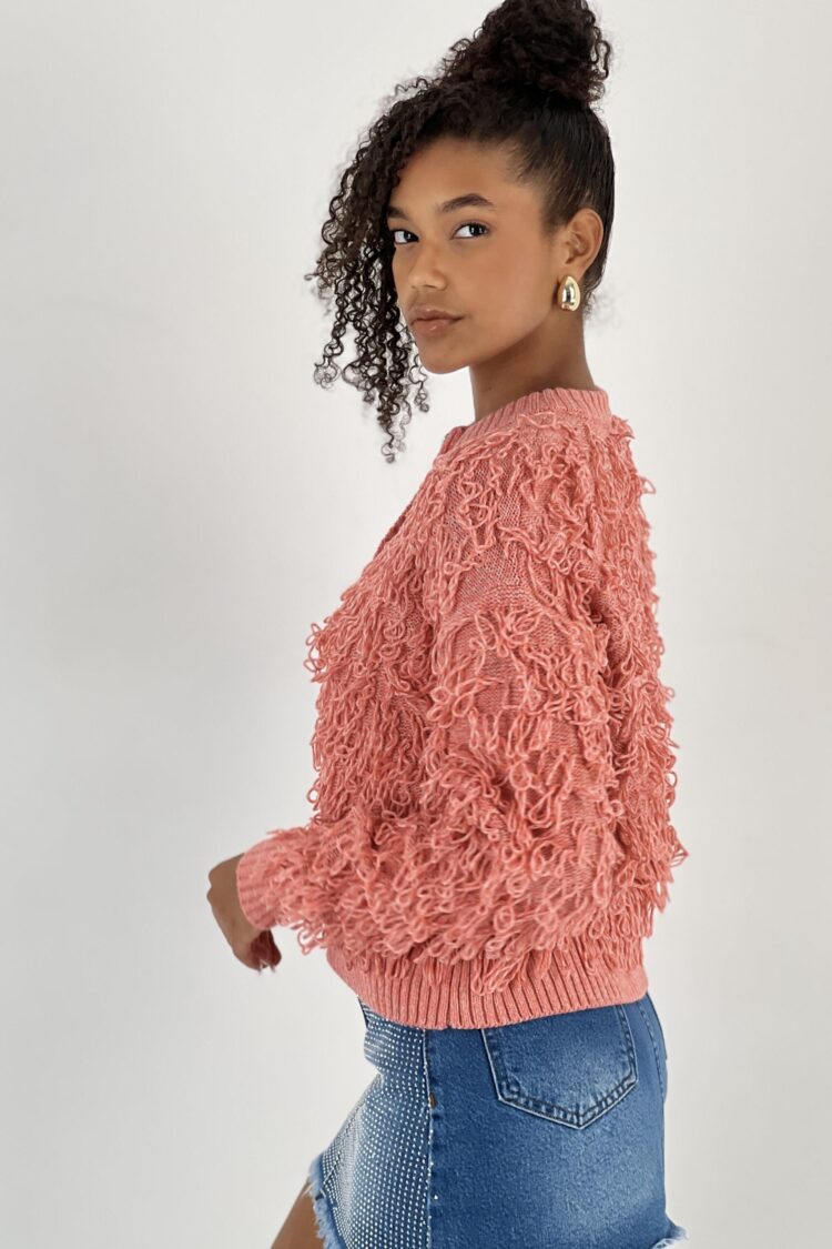 Pink Cardigan Casual Cute Streetwear