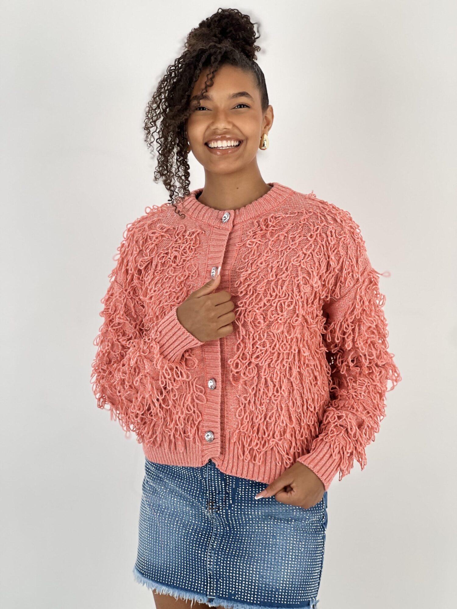Pink Cardigan Casual Cute Streetwear - Brand: MISS POEM - Women & Kids, Baby Clothes Wholesale - Globality Store