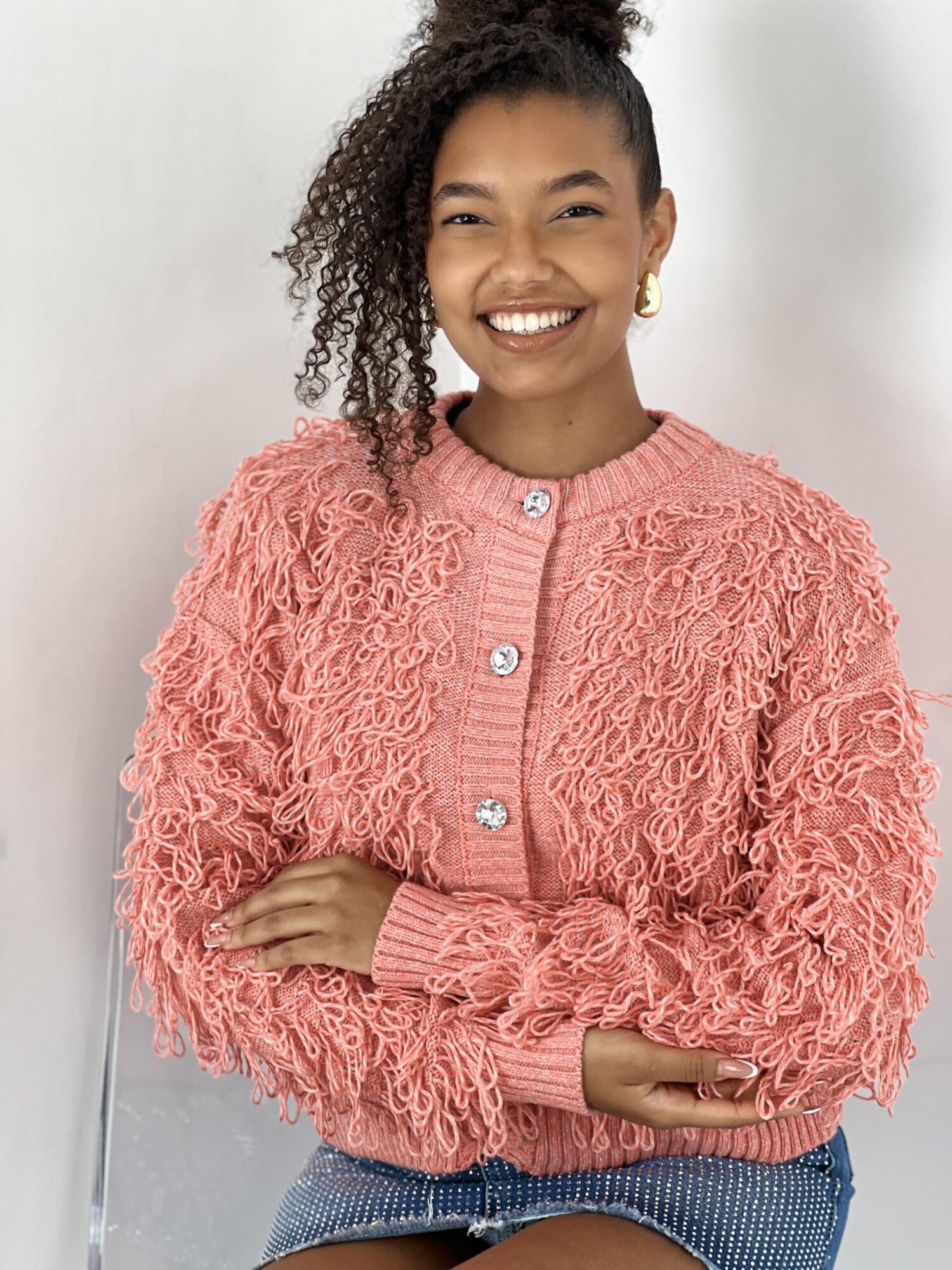 Pink Cardigan Casual Cute Streetwear - Brand: MISS POEM - Women & Kids, Baby Clothes Wholesale - Globality Store
