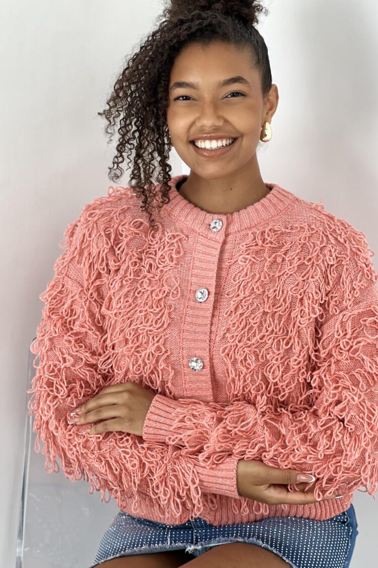 Pink Cardigan Casual Cute Streetwear