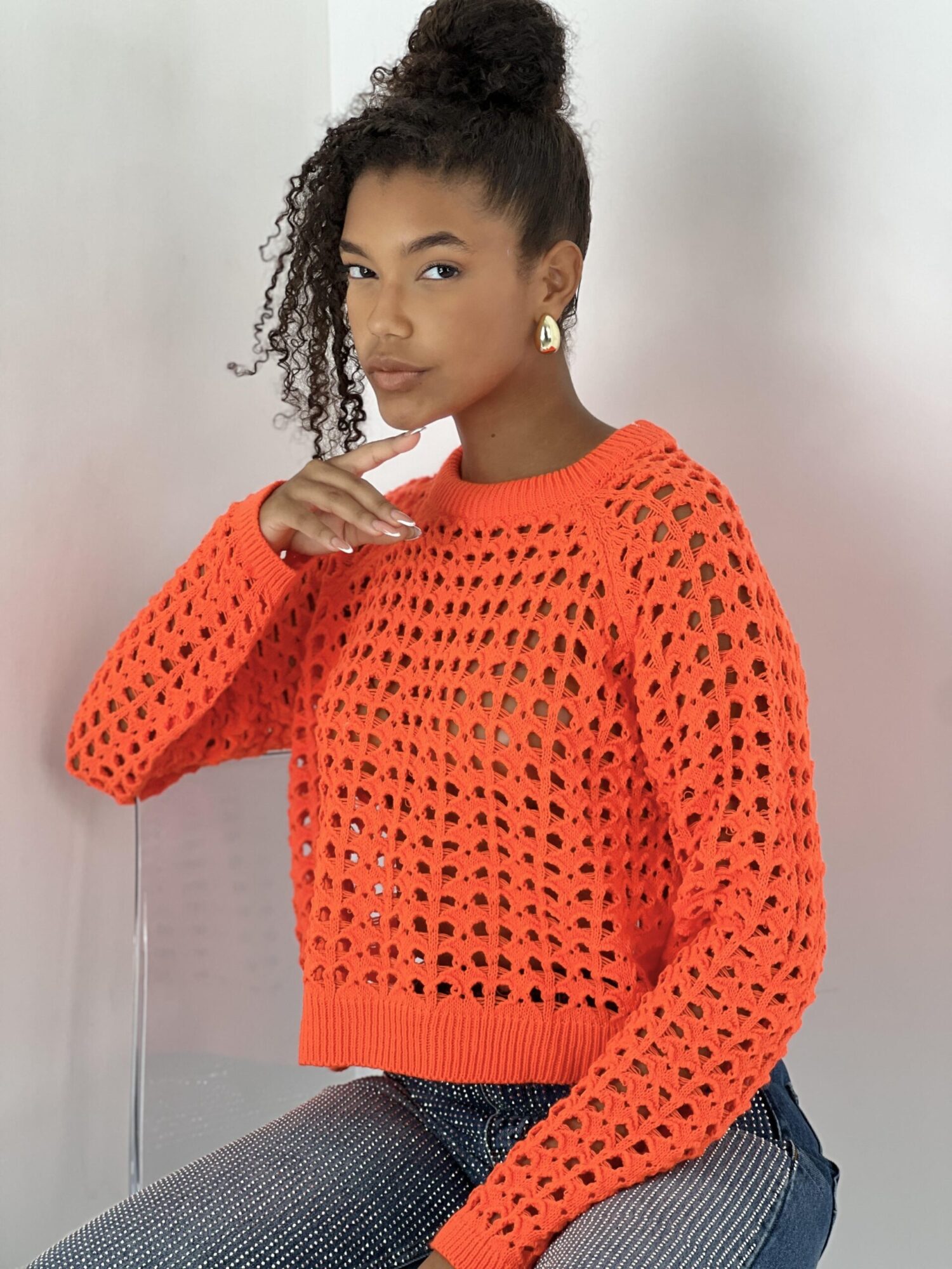 Orange Casual Streetwear Cute Sweater - Brand: MISS POEM - Women & Kids, Baby Clothes Wholesale - Globality Store