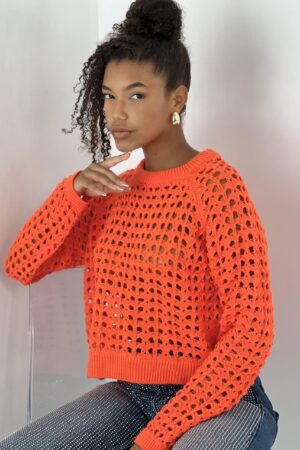 Orange Casual Streetwear Cute Sweater - Brand: MISS POEM - Women & Kids, Baby Clothes Wholesale - Globality Store
