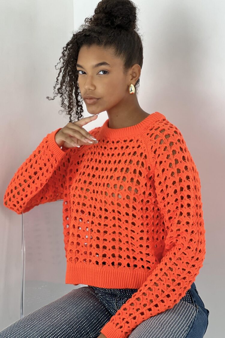 Orange Casual Streetwear Cute Sweater