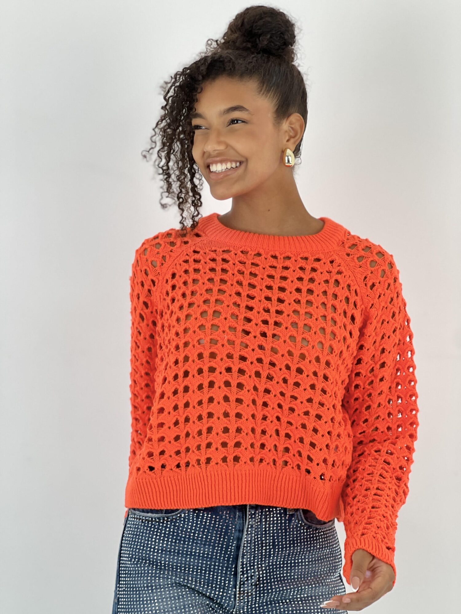 Orange Casual Streetwear Cute Sweater - Brand: MISS POEM - Women & Kids, Baby Clothes Wholesale - Globality Store