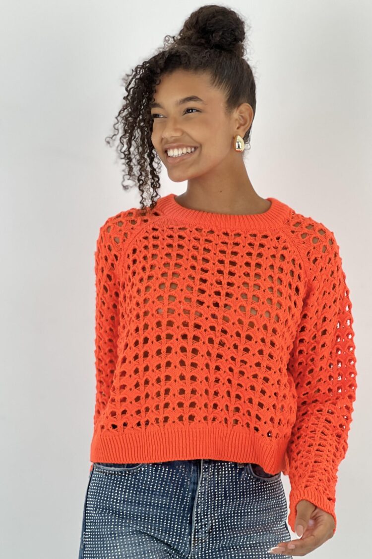 Orange Casual Streetwear Cute Sweater