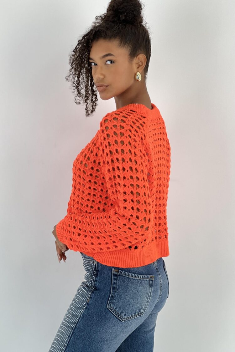 Orange Casual Streetwear Cute Sweater