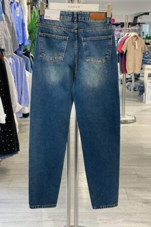 Blue Mom Jeans With Buttoned Closure And Straight Legs - Brand: MISS POEM - Women & Kids, Baby Clothes Wholesale - Globality Store