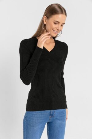 Sweater Slim Fit V-Neck Long Sleeve - Brand: MISS POEM - Women & Kids, Baby Clothes Wholesale - Globality Store