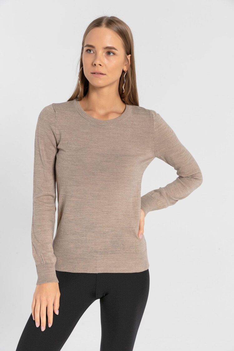 Beige Casual Elegant Preppy Sweater