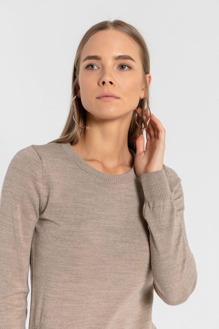 Beige Casual Elegant Preppy Sweater