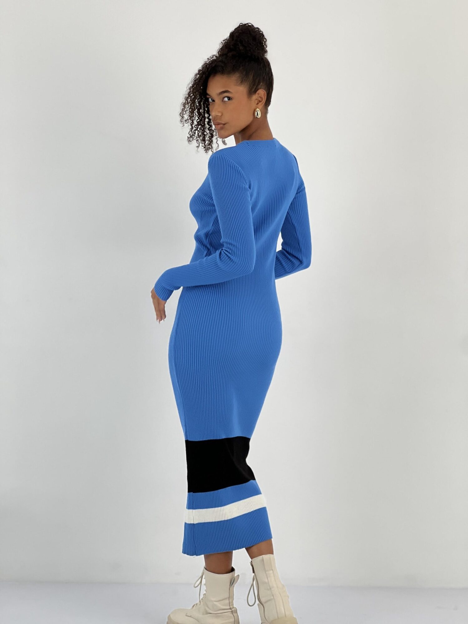 Blue Sheath Dress With Long Sleeves - Brand: MISS POEM - Women & Kids, Baby Clothes Wholesale - Globality Store