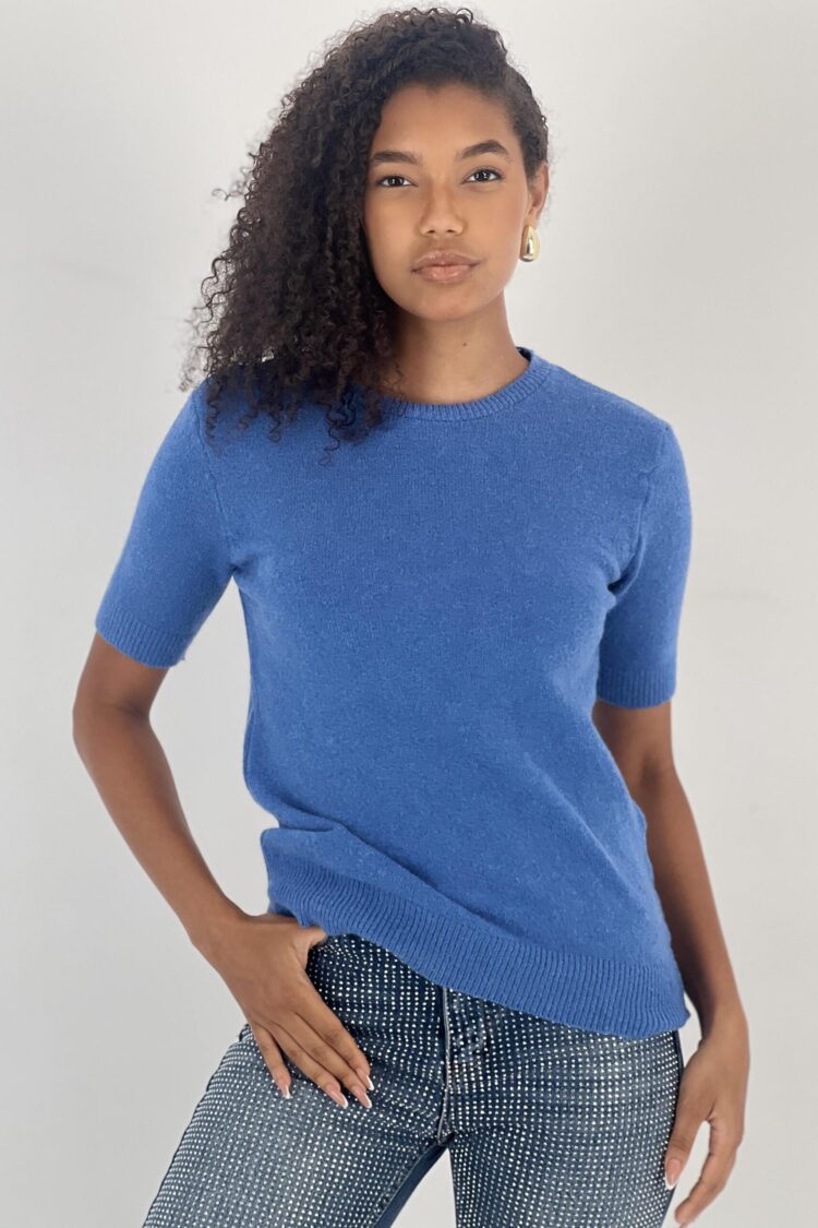 Blue Casual Elegant Tshirt - Brand: MISS POEM - Women & Kids, Baby Clothes Wholesale - Globality Store