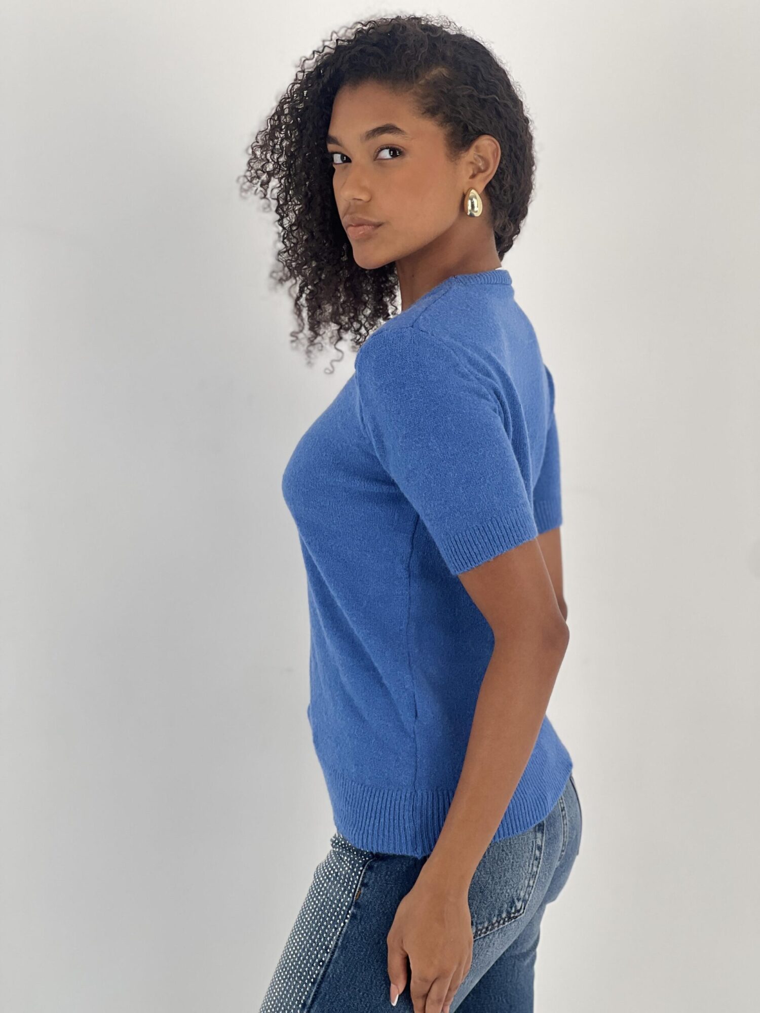 Blue Casual Elegant Tshirt - Brand: MISS POEM - Women & Kids, Baby Clothes Wholesale - Globality Store