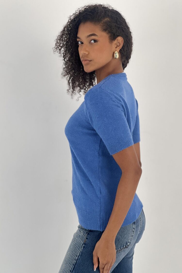 Blue Casual Elegant Tshirt
