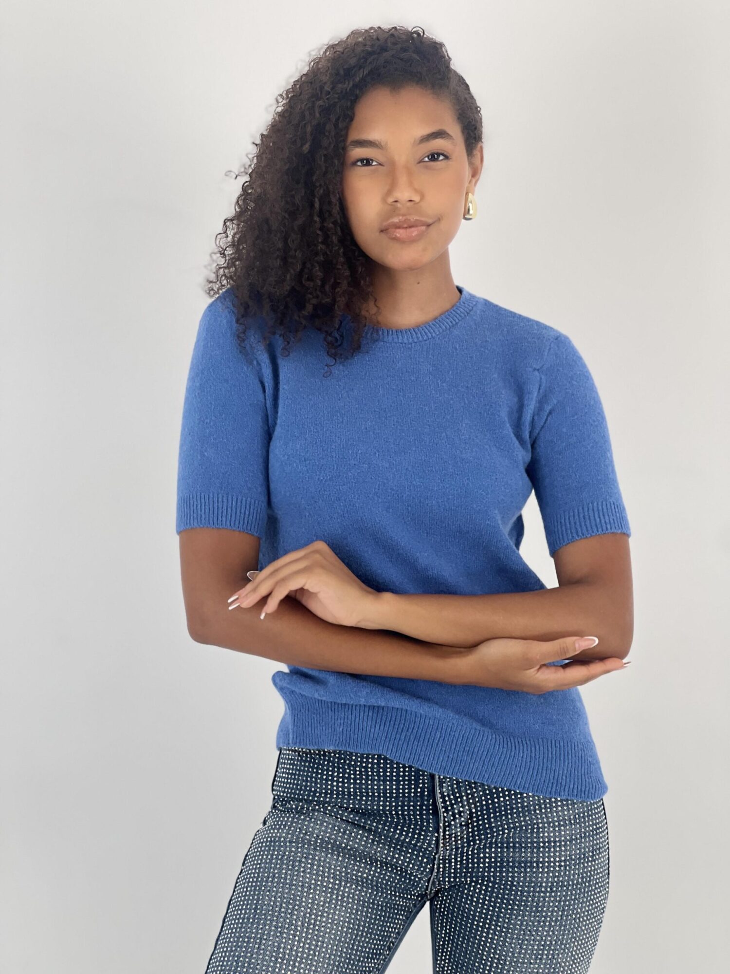 Blue Casual Elegant Tshirt - Brand: MISS POEM - Women & Kids, Baby Clothes Wholesale - Globality Store